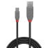 Фото #2 товара Lindy 3m USB 2.0 Type A to Mini-B Cable - Anthra Line - 3 m - USB A - Mini-USB B - USB 2.0 - 480 Mbit/s - Black
