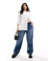 ASOS DESIGN Curve mid rise baggy boyfriend jeans in mid blue Голубой, EU56 L30 - фото #2