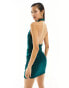 Фото #4 товара ASOS DESIGN layered mesh halterneck mini dress in forest green