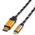 ROLINE USB 1m - 1 m - USB A - USB C - USB 3.2 Gen 2 (3.1 Gen 2) - Male/Male - Black - Gold