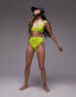 Фото #4 товара Topshop mix and match crinkle plunge cami bikini top in lime