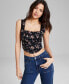 Women's Printed Woven Sleeveless Corset Top, Created for Macy's