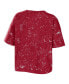 Фото #3 товара Women's Crimson Oklahoma Sooners Bleach Wash Splatter Cropped Notch Neck T-shirt