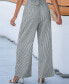 ფოტო #4 პროდუქტის Women's Grey Striped Elastic Waist Straight Leg Pants