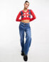 Фото #4 товара Daisy Street 90s fitted cardgian in red argyle knit