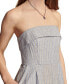 Women's Striped Strapless Cotton-Linen Cropped Jumpsuit Blue Jewel Stripe, XS - фото #4