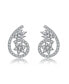 Фото #1 товара Sterling Silver White Gold Plated Cubic Zirconia Intricate Flower Design Earrings