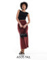 ASOS DESIGN Tall satin bias midi skirt in burgundy