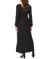 ფოტო #2 პროდუქტის Women's Pleated Woven Faux-Wrap V-Neck Maxi Dress