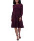 ფოტო #1 პროდუქტის Petite Ruched Boat-Neck Midi Dress