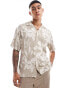 Jack & Jones floral shirt with revere collar in beige