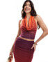 Murci exclusive mesh cowl neck plunge top co-ord in orange ombre