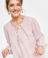 Фото #3 товара Petite Lace-Up Blouse, Created for Macy's