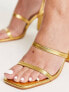Фото #3 товара RAID Wide Fit Libra block heeled sandals in gold lizard