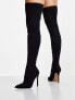 ASOS DESIGN Wide Fit Koko heeled over the knee boots in black micro