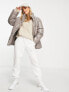 Фото #1 товара ASOS DESIGN oversized faux leather puffer chuck on jacket in grey - GREY