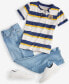 Фото #3 товара Big Boys Rugby Striped Henley T-Shirt, Created for Macy's