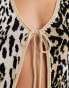 ASOS DESIGN knitted tie front cardigan in leopard