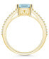 ფოტო #3 პროდუქტის Aquamarine and Diamond Accent Ring in 14K Yellow Gold