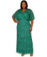 Фото #1 товара Plus Size Hand-Beaded Flutter-Sleeve Gown