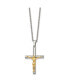 Chisel polished Yellow IP-plated Crucifix Pendant Cable Chain Necklace