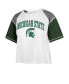 Фото #2 товара Women's White Distressed Michigan State Spartans Serenity Gia Cropped T-shirt