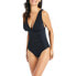Фото #3 товара Beyond Control Plunging Neck Mio Garthering One Piece Swimsuit Black Size 12