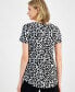 ფოტო #1 პროდუქტის Women's Printed Scoop-Neck Short-Sleeve Top, Created for Macy's