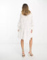 Фото #4 товара Y.A.S v neck broderie long sleeved mini dress in white