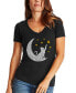 Women's Word Art Cat Moon V-Neck T-Shirt