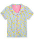 Girls 3-Pc. Lemon-Print Stripe Pajama Top, Shorts & Scrunchie Set