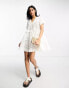 ASOS DESIGN broderie patched tent mini dress in white