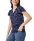 Women's Printed Moss Crepe Bell-Short-Sleeve Top
