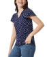 Фото #3 товара Women's Printed Moss Crepe Bell-Short-Sleeve Top