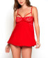 Фото #1 товара Women's Heart Lace Cup Babydoll and Panty Lingerie Set