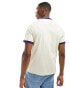 Farah cotton ringer detail t-shirt in off white