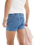 Фото #2 товара ASOS DESIGN extreme skinny shorts in light wash blue