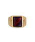 ფოტო #1 პროდუქტის Chatoyant Red Tiger Eye Gemstone Gold Rhodium Plated Silver Men Signet Ring