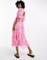 Фото #3 товара Whistles printed midi smock dress in pink