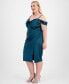 Фото #3 товара Trendy Plus Size Off-Shoulder Spaghetti-Strap Dress