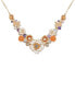 Фото #1 товара GUESS gold-Tone Mixed Color Stone Flower Statement Necklace, 16" + 2" extender