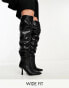 Simmi London Wide Fit Adonis ruched over the knee heeled boots in black Черный, 36 - фото #1