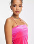 Фото #3 товара New Look 90s velvet a-line dress in bright pink