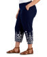 Фото #4 товара Plus Size 100% Linen Embroidered Pants, Created for Macy's