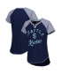 Women's Deep Sea Blue Seattle Kraken Grand Slam Raglan Notch Neck T-shirt