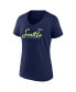 ფოტო #3 პროდუქტის Women's College Navy Seattle Seahawks Shine Time V-Neck T-shirt