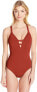 Фото #2 товара Seafolly Women's 175765 Active Deep V Plunge Maillot One Piece Swimsuit Size 8