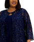 Фото #4 товара Plus Size Long Sequin Lace Jacket & Tank Top Set