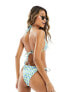 Фото #5 товара The Frolic matira retro heart print triangle bikini top in blue and green