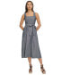 ფოტო #1 პროდუქტის Women's Chambray Square-Neck Sleeveless Midi Dress
